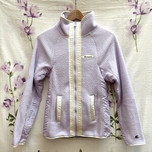 Champion Light Purple Lilac Sherpa Full Zipper Logo Jacket